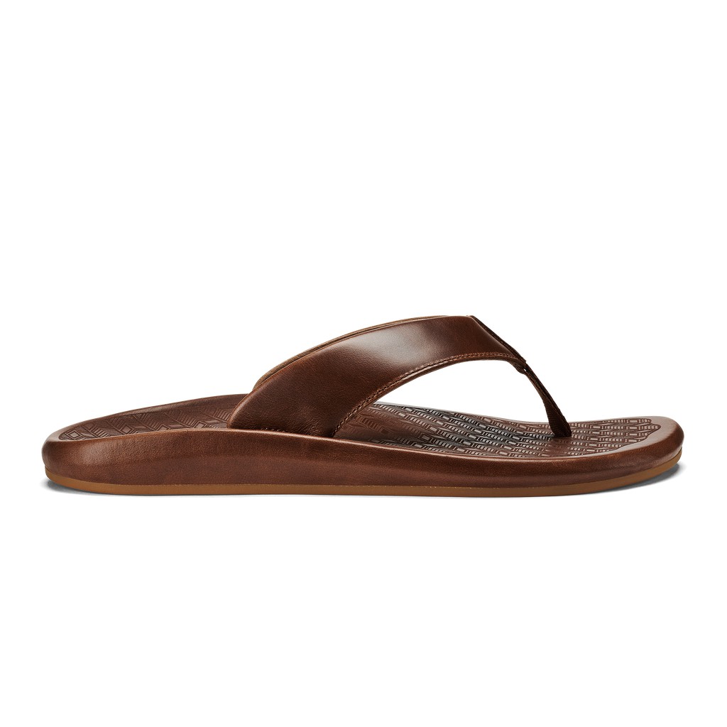 Olukai Zehentrenner Herren - Ilikai Island-inspired Leder Braun - 45698WYDG
